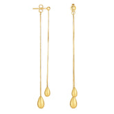 14K Gold Polished Double Tear Drop Linear Drop Earring