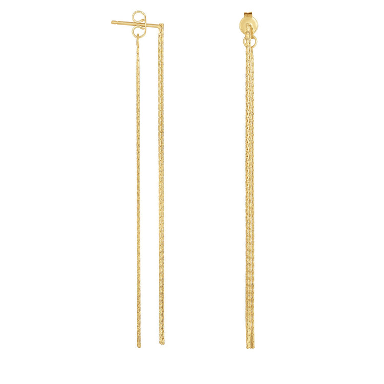 14K Gold Chain Fron to Back Linear Drop Earring