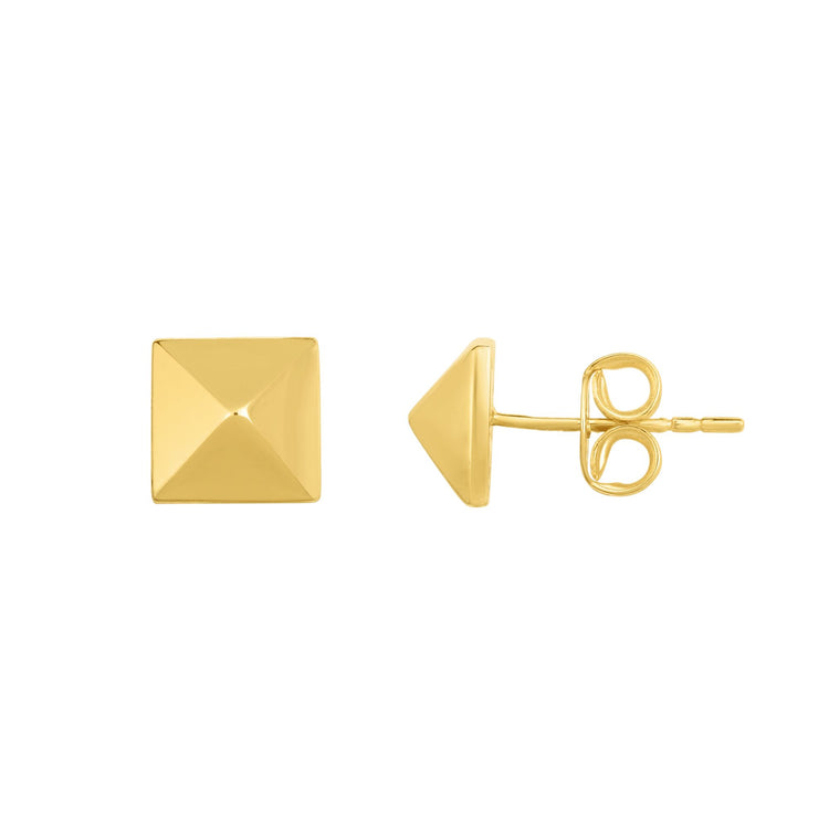 14K Gold Pyramid Stud Earring