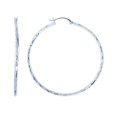 14K Gold 2mm Diamond Cut Hoop Earring