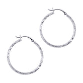 14K Gold 2mm Diamond Cut Hoop Earring