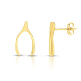 14K Gold Wishbone Stud Earring