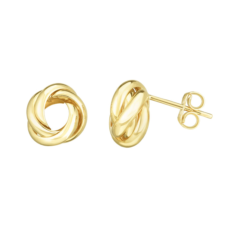 14K Gold Polished Open Center Love Knot Stud Earring