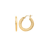 14K Gold Greek Key Hoop Earring