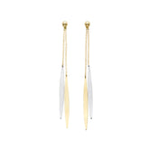 14K Gold Polished Double Oval Linear Drop Earring