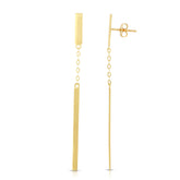 14K Gold Polished Bar Linear Drop Earring