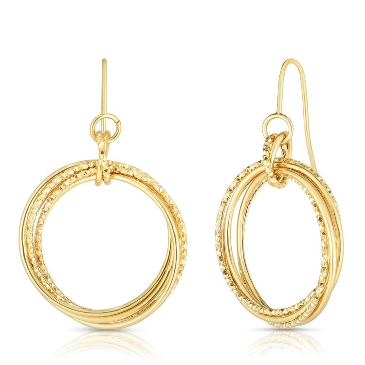 14K Gold Medium Multi Row Dangle Earring