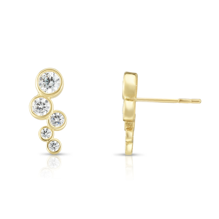 14K Gold Bezel Set CZ Ear Climber