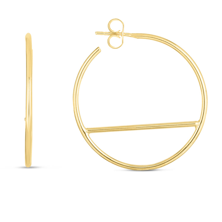 14K Gold Bar Hoops