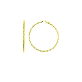 14K Gold Round Diamond Cut Hoop Earring