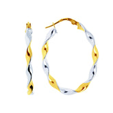 14K Gold Oval Twist Hoop Earring