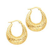 14K Gold Graduated Open Pattern Hoop Earring