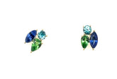 18K Yellow Gold Mixed Gemstone Earrings with Aquamarines, MARCH BIRTHSTONE JEWELRY