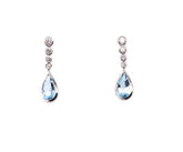 18K WHITE Gold Mixed Gemstone Earrings with Aquamarines, MARCH BIRTHSTONE JEWELRY