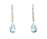 18K WHITE Gold Mixed Gemstone Earrings with Aquamarines, MARCH BIRTHSTONE JEWELRY