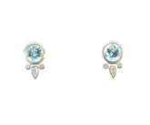 18K WHITE Gold Mixed Gemstone Earrings with Aquamarines, MARCH BIRTHSTONE JEWELRY
