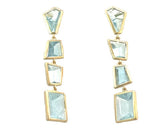 18K YELLOW Gold Fancy Cut Dangle Earrings with Aquamarines, MARCH BIRTHSTONE JEWELRY