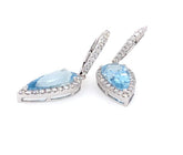 18K WHITE Gold Earrings with Aquamarines, MARCH BIRTHSTONE JEWELRY