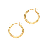 14K Yellow Gold 3mm Diamond Cut Hoop Earring