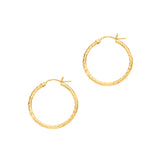 14K Gold 2mm Diamond Cut Hoop Earring