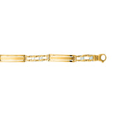 14K Yellow & White Gold Railroad Link Bracelet with Lobster Clasp