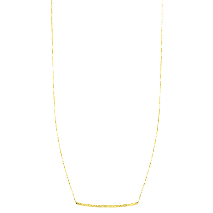 14K Gold Diamond Cut Thin Bar Necklace