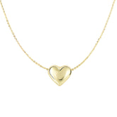 14K Gold Polished Puffed Heart Necklace