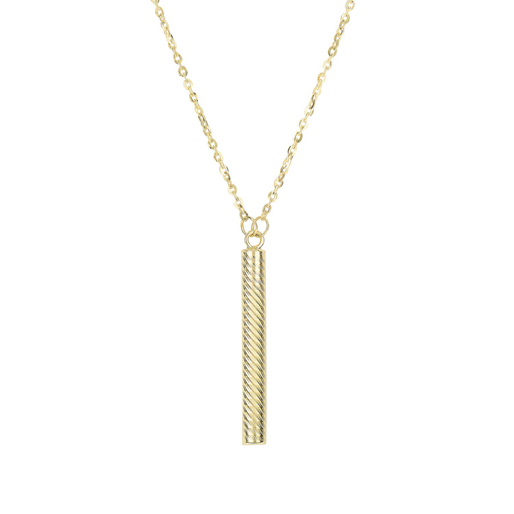 14K Gold Diamond Cut Drop Necklace