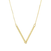 14K Gold Diamond Cut V Necklace
