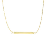 14K Gold Diamond Cut Bar Necklace