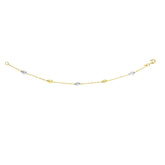 14K Two-tone Gold Diamond Cut Bead Pear Shape Station Bracelet