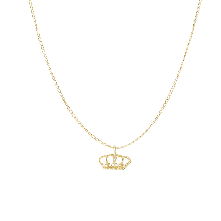 14K Gold Crown Necklace