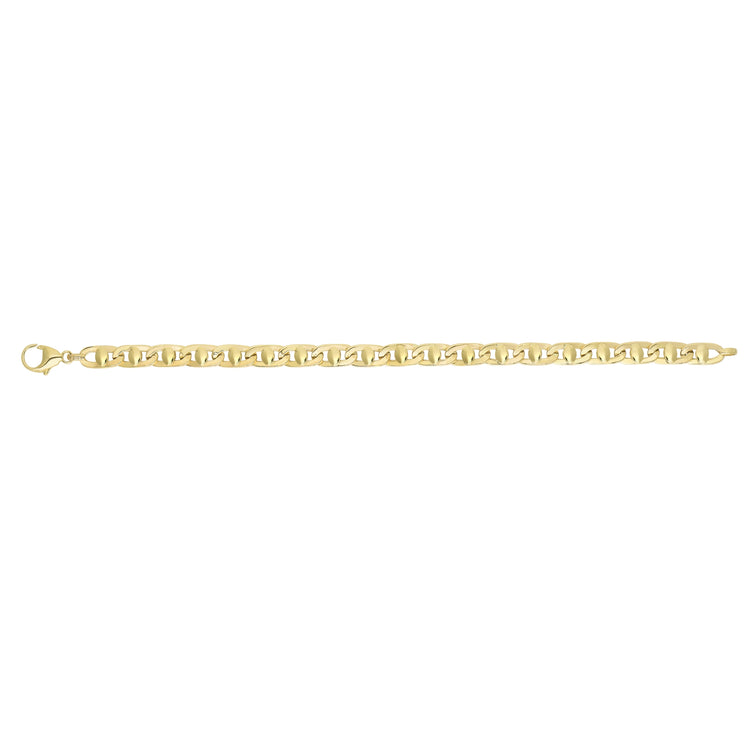 14K Yellow Gold Fancy Puffed Mariner Bracelet