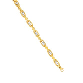 14K Yellow & White Gold Fancy Anchor Link Bracelet