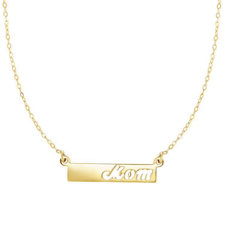 14K Gold Mom Bar Necklace