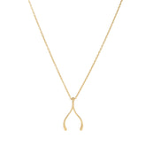 14K Gold Polished Wishbone Necklace