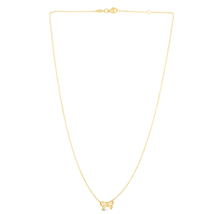 14K Gold Polished Bow Necklace
