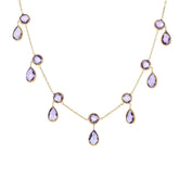 14K Gold Amethyst Multi Dangles Necklace