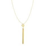 14K Gold Polished Love Knot & Fringe Lariat Necklace