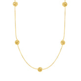 14K Gold Polished Love Knot Station Necklace