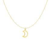 14K Gold Open Moon Necklace
