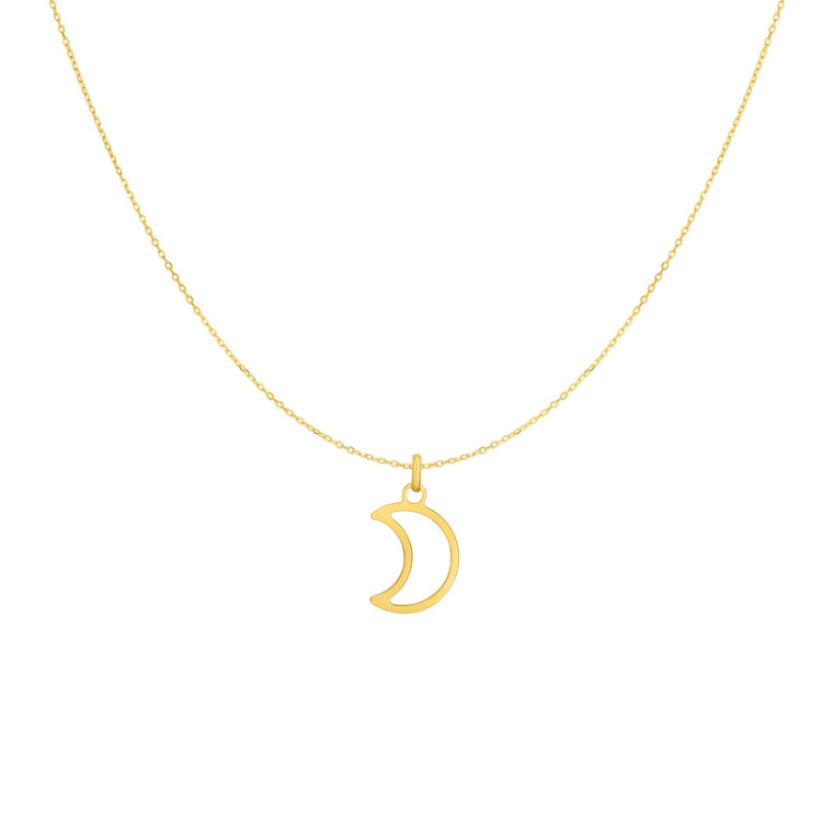 14K Gold Open Moon Necklace