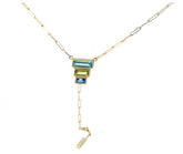 18K YELLOW Gold Mixed Color Bezel Drop Necklace with Aquamarines, MARCH BIRTHSTONE JEWELRY