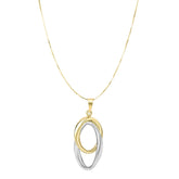 14K Two-tone Gold Polished Interlocking Oval Necklace