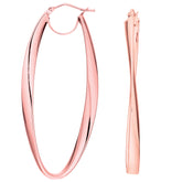 14K Gold Twisted Oval Hinged Hoop Earring