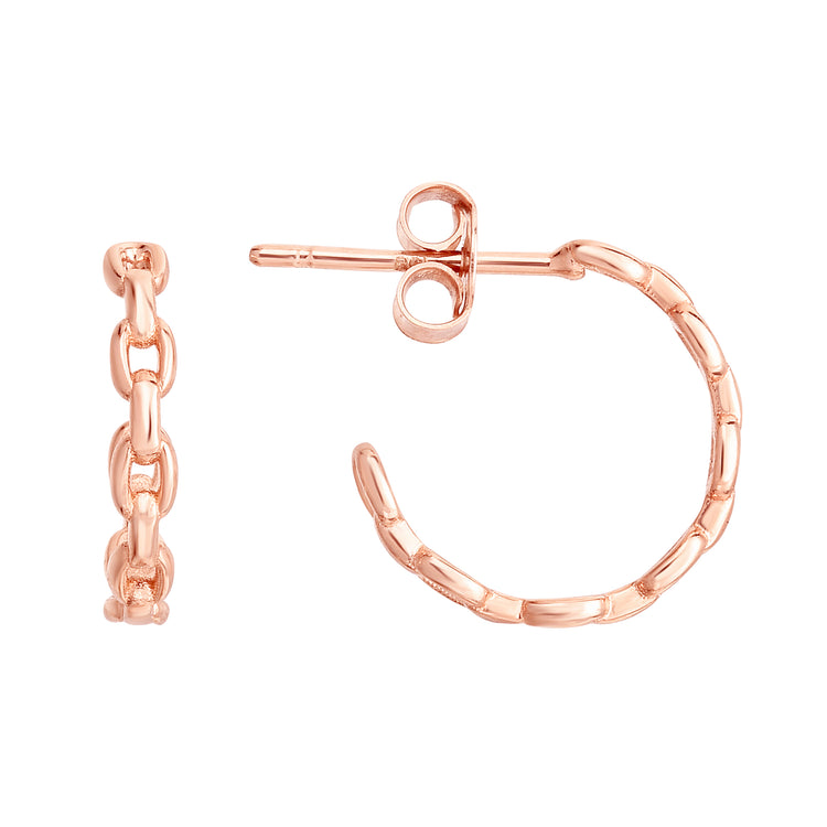 14K Rose Gold Oval Links C Hoops