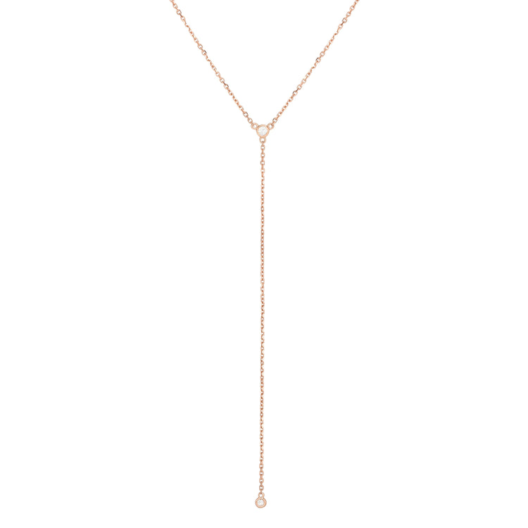 14K Gold .10ct Diamond Y Necklace
