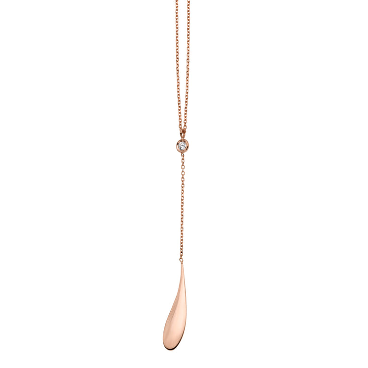 14K Gold Polished Tear Drop Diamond Necklace