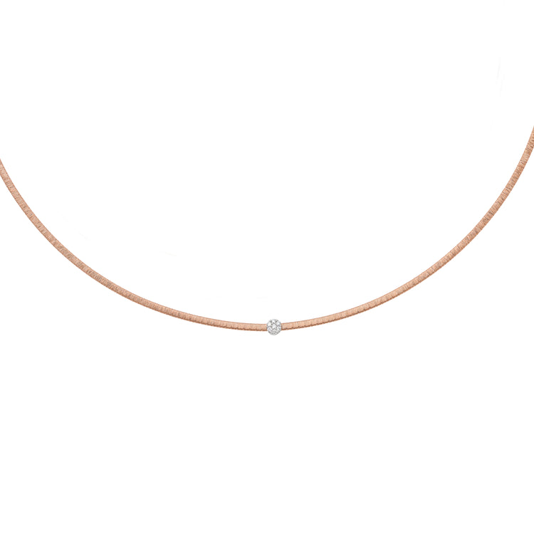 14K Gold Satin Italian Silk Diamond Necklace