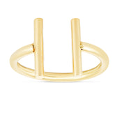 14K Gold Open Double Bar Ring